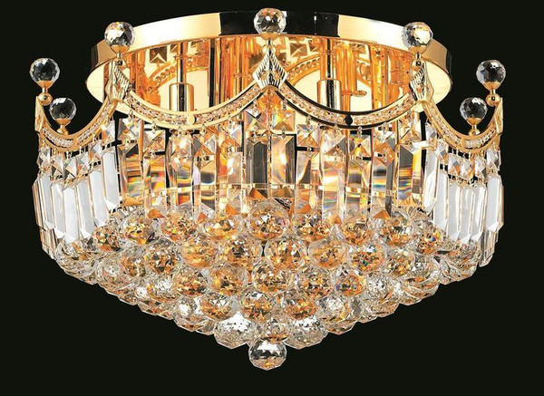 Elegant Corona 9 Light Gold Flush Mount Clear Spectra® Swarovski® Crystal V8949F20G/SA