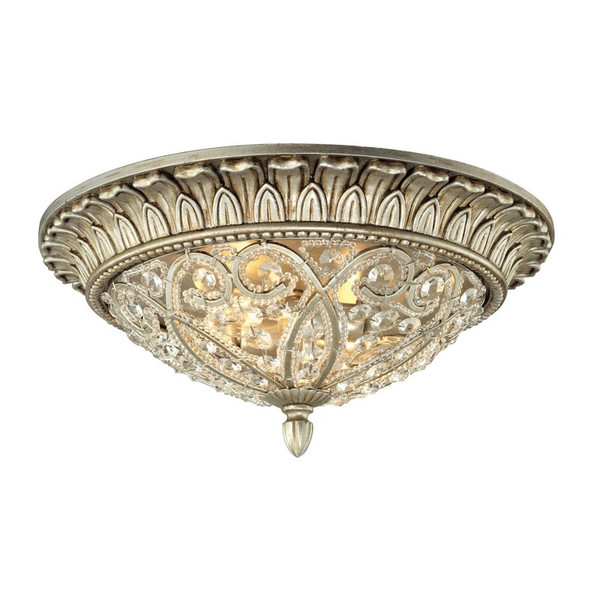 Elk Andalusia 2 Light Flush Mount In Aged Silver 11693/2