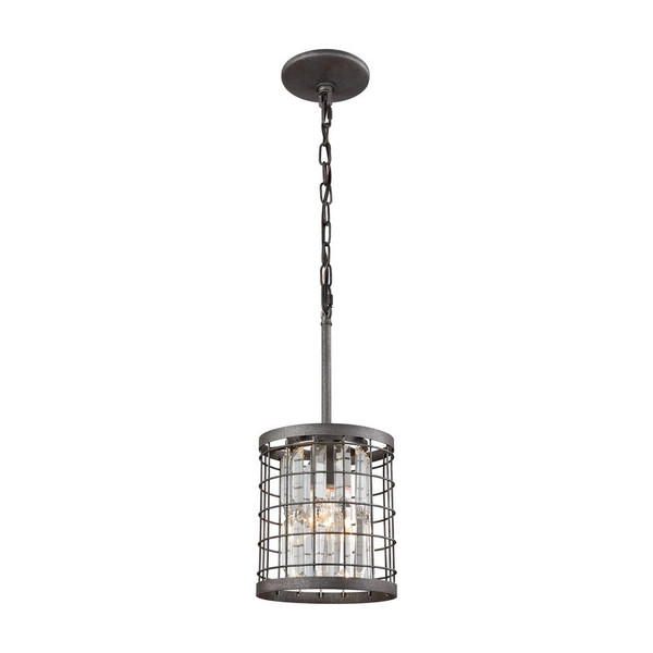 Elk Nadina 1 Light Pendant In Silverdust Iron With Clear Crystal 14345/1