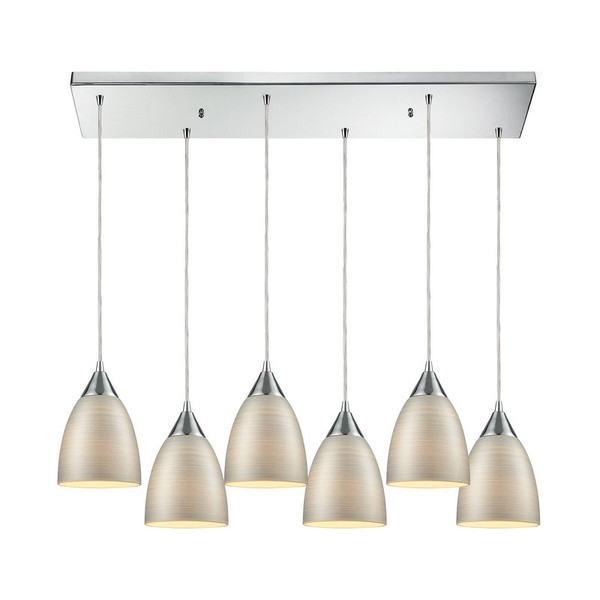 Elk Merida 6 Light Rectangle Pendant In Polished Chrome 56530/6RC