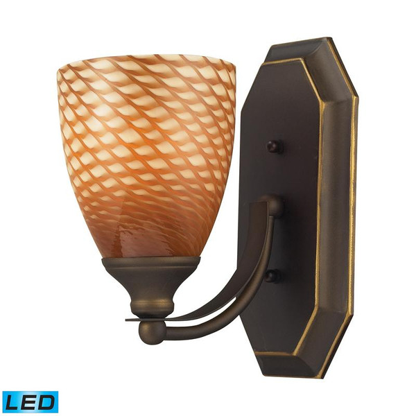 Elk 1 Light Vanity In Aged Bronze & Coco Glass - Led 570-1B-C-LED