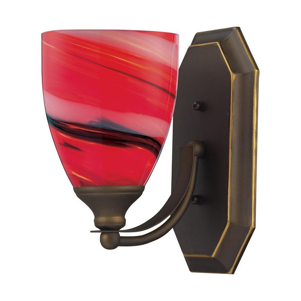 Elk 1 Light Vanity In Aged Bronze And Canary Glass 570-1B-CY