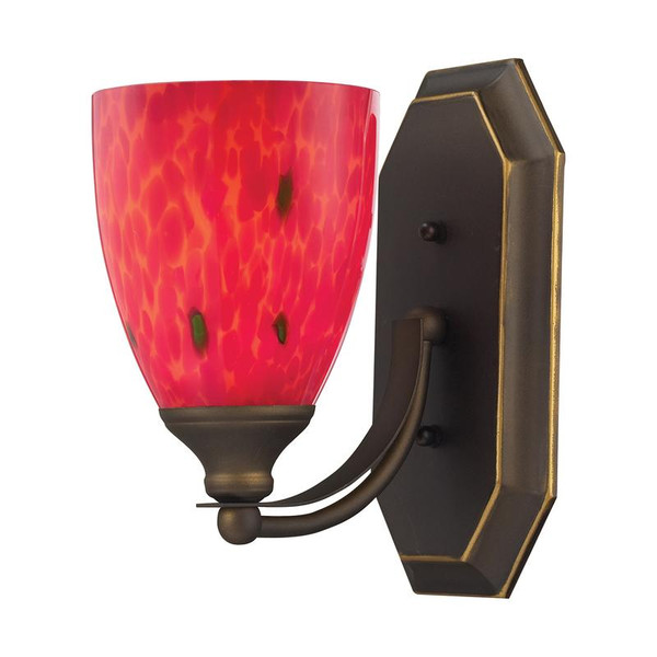 Elk 1 Light Vanity In Aged Bronze And Fire Red Glass 570-1B-FR