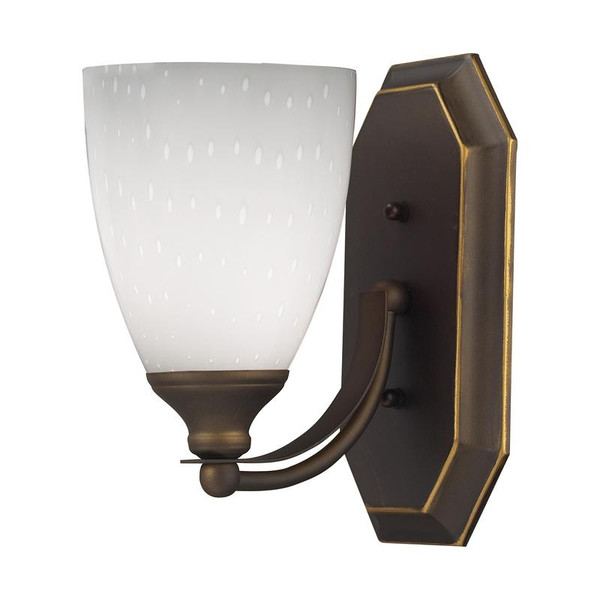 Elk 1 Light Vanity In Aged Bronze & Simply White Glass 570-1B-WH