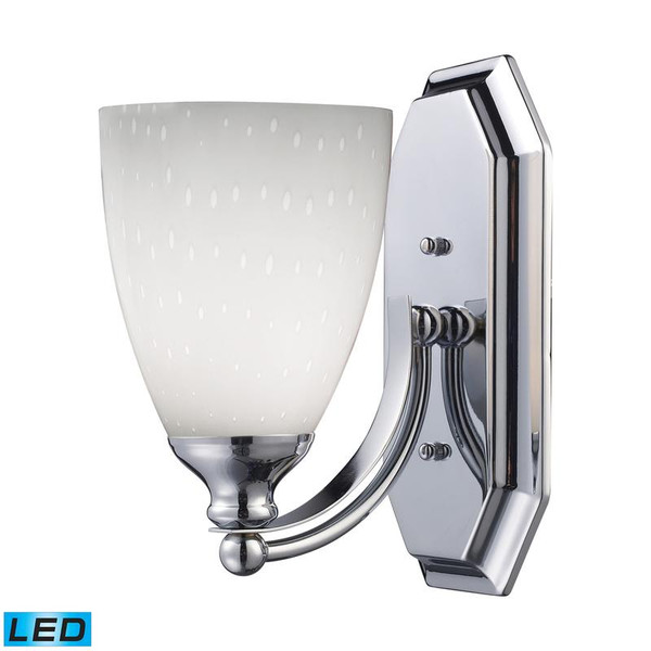 Elk 1 Light Vanity Polish Chrome & Simply White Glass-Led 570-1C-WH-LED