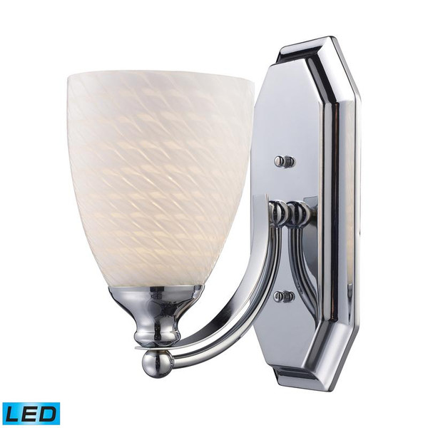 Elk 1 Light Vanity Polish Chrome & White Swirl Glass-Led 570-1C-WS-LED