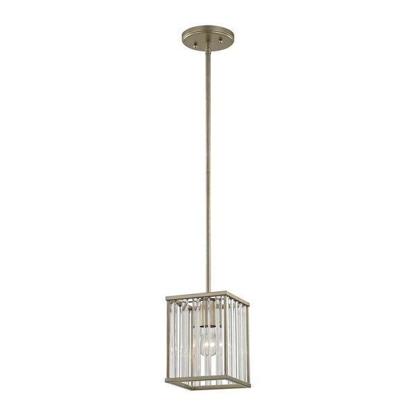 Elk Ridley 1 Light Pendant In Aged Silver With Oval Glass Rods 81095/1