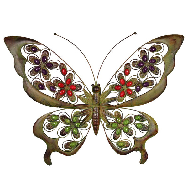 EN110114 Essential Metal Butterfly Decor With Stones - Pack Of 8