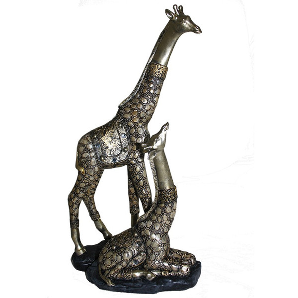 EN13179 Essential Double Giraffe Figurine On Stand Polyresin - Pack Of 4