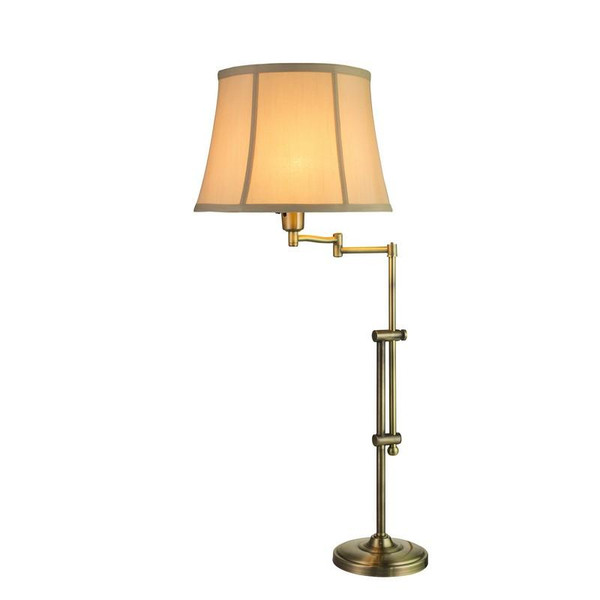 1420AB 29-34 Inch Adj. Metal Swing Arm Table Lamp In Antique Brass