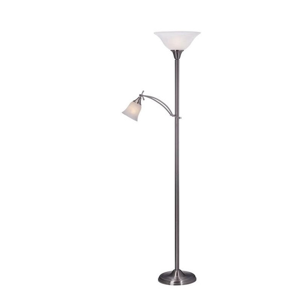 1436BS Fangio 72 Inch Mother/Daughter Floor Lamp In Brushed Silver