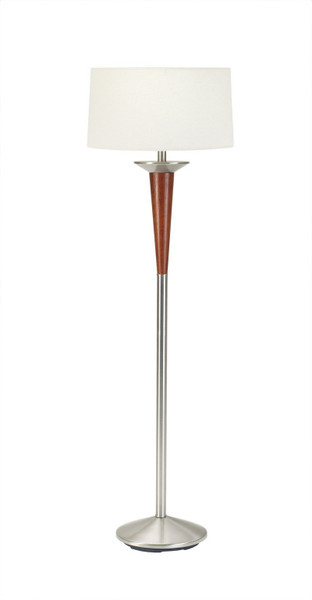 1803 Fangio Brushed Steel & Cherry Wood Metal Floor Lamp