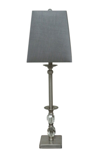 5046 32 Inch Metal & Crystal Buffet Lamp With Brushed Steel Finish
