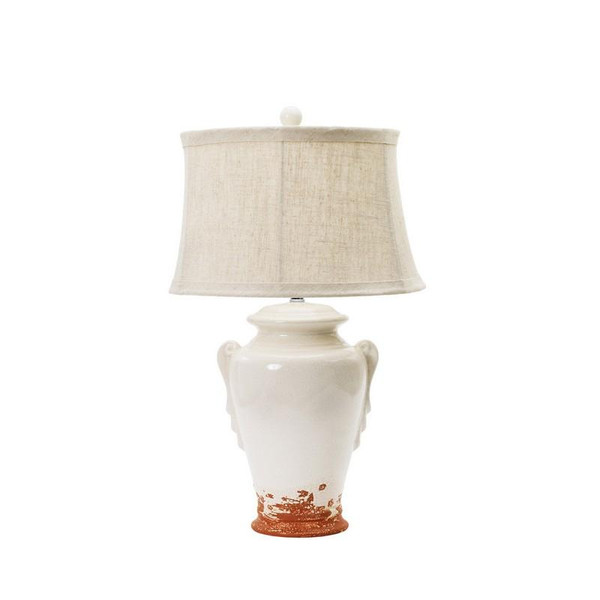 8763EGGCR 28 Inch Ceramic Table Lamp In Eggshell With Terracotta