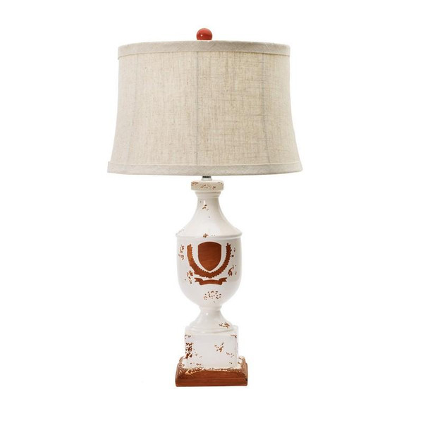 8785VICTORY 28 Inch Ceramic Table Lamp In Victory Wreath On Terracotta