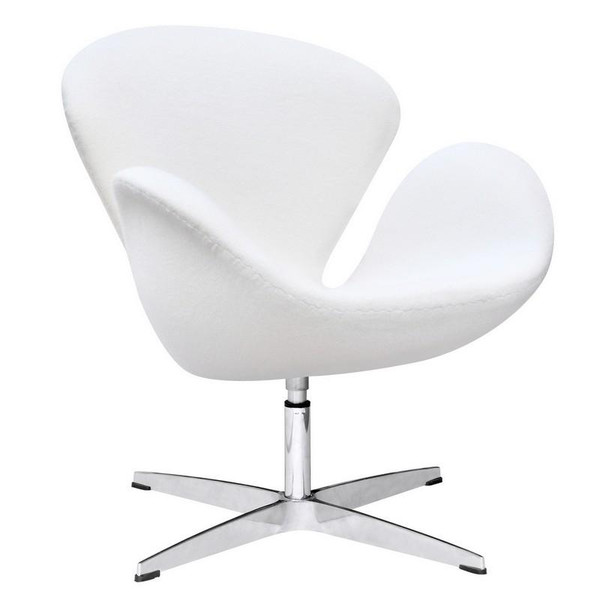 White Fabric Swan Chair FMI1140 by Fine Mod Imports