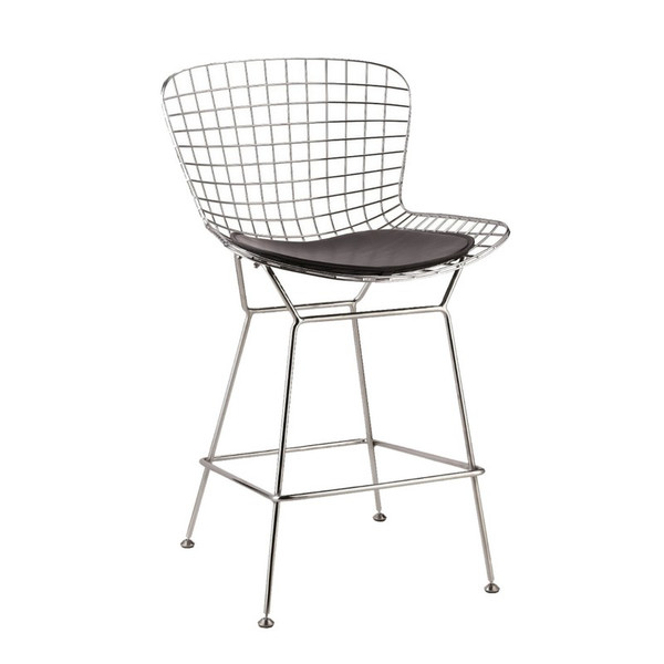 Fine Mod Wire Counter Stool Chair With Black Cushion FMI2126