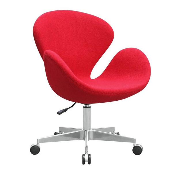 Red Fabric Swan Chair With Casters FMI9259 by Fine Mod Imports