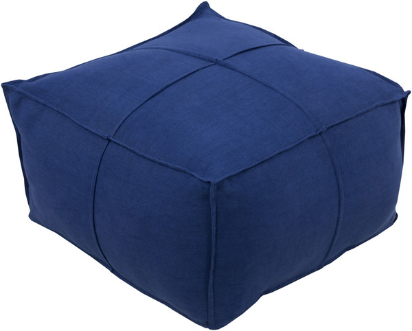 Surya Solid Linen Cube Pouf - Blue SLPH007-242413