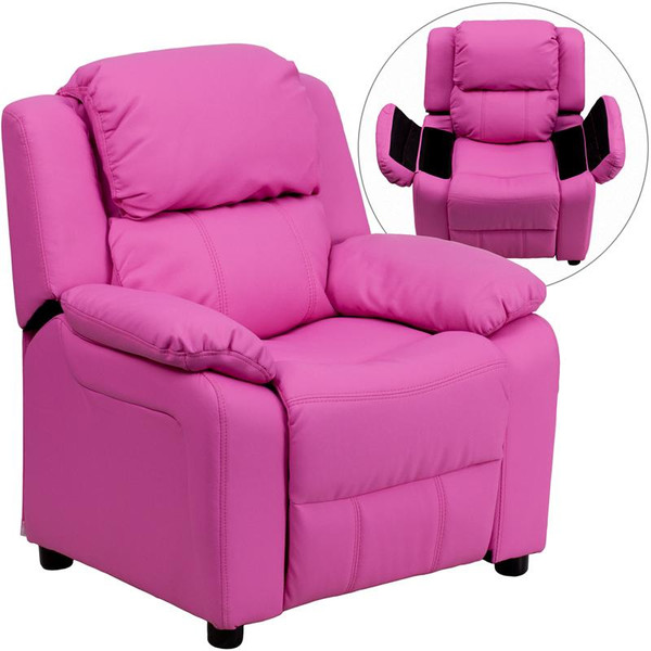 Heavily Hot Pink Kids Recliner w/Storage Arms BT-7985-KID-HOT-PINK-GG