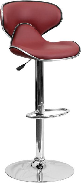 Cozy Mid-Back Burgundy Vinyl Adj. Bar Stool DS-815-BURG-GG