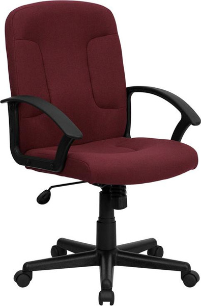 Mid-Back Burgundy Fabric Executive Chair w/ Nylon Arms GO-ST-6-BY-GG