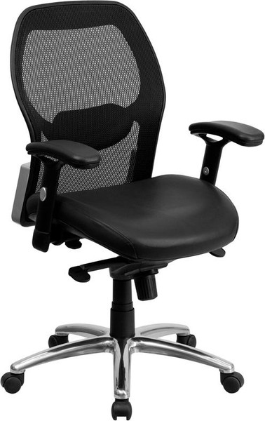 Mid-Back Super Mesh Office Chair w/Leather LF-W42-L-GG