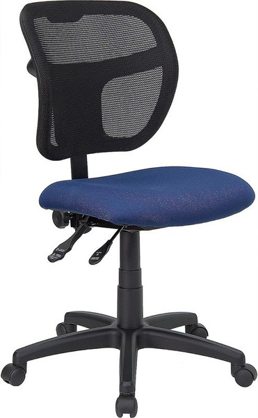 Mid-Back Mesh Task Chair w/ Navy Blue Fabric Seat WL-A7671SYG-NVY-GG