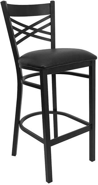 Hercules Black x" Back Metal Bar Stool-Black XU-6F8BXBK-BAR-BLKV-GG