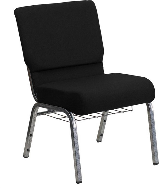 Hercules 21"WxChurch Chair w/3.75" Book Rack-XU-CH0221-BK-SV-BAS-GG