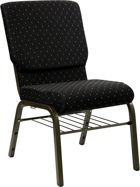 Hercules 18.5 Dot Church Chair w/4.25" Book Rack-XU-CH-60096-BK-BAS-GG