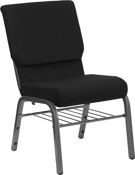 Hercules 18.5 Church Chair w/4.25" Book Rack-XU-CH-60096-BK-SV-BAS-GG