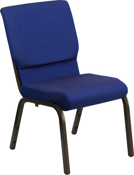 Hercules 18.5"WxNavy Blue Church Chair -Gold XU-CH-60096-NVY-DOT-GG