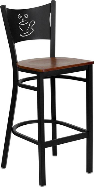 Hercules Black Coffee Back Bar Stool-CherryXU-DG-60114-COF-BAR-CHYW-GG