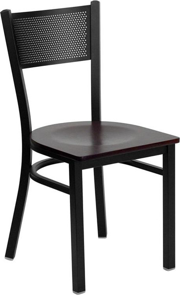 Hercules Black Grid Back Metal Chair-Wood XU-DG-60115-GRD-MAHW-GG