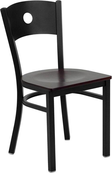 Hercules Black Circle Back Metal Chair-Wood XU-DG-60119-CIR-MAHW-GG