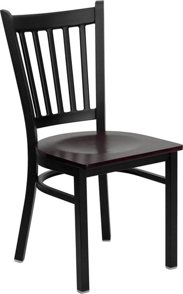 Hercules Black Vertical Back Metal Chair-Wood XU-DG-6Q2B-VRT-MAHW-GG