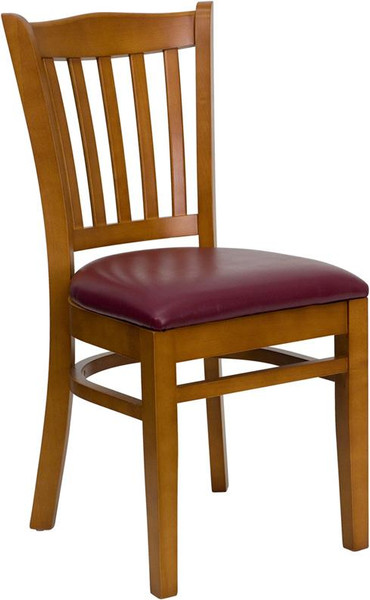 Hercules Cherry Slat Back Wood Chair XU-DGW0008VRT-CHY-BURV-GG