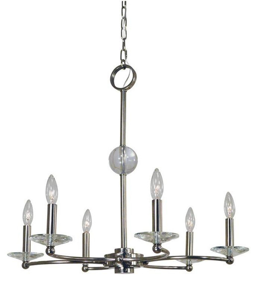 Framburg 6-Light Polished Nickel Pirouette Chandelier 3106 PN