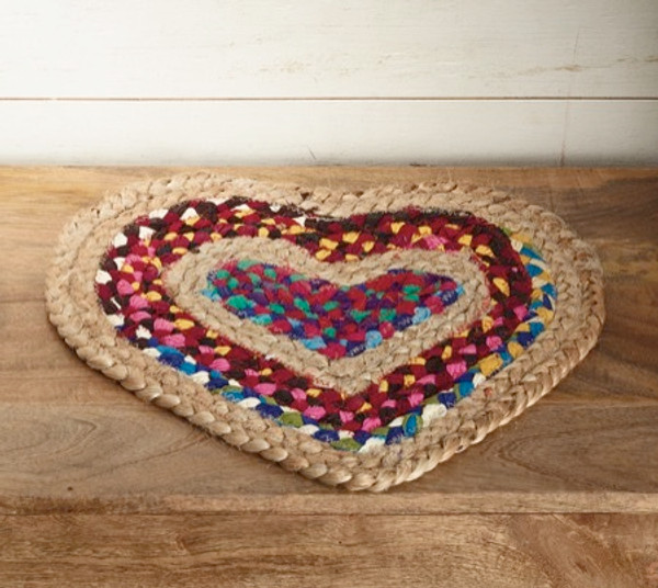Color Jute Heart Placemat, Pack Of 12 15109 By India Handicrafts