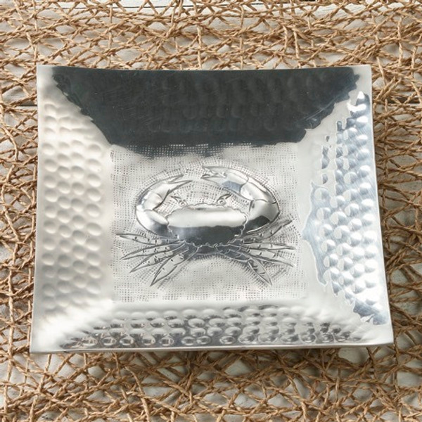 Hammered Square Crab Tray, Pack Of 4 15197 By India Handicrafts
