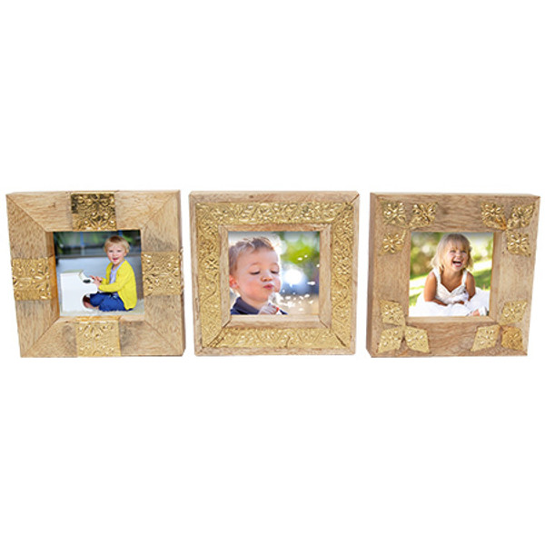 Wood & Gold Frame Assorted 3, Pack Of 6 15299 By India Handicrafts