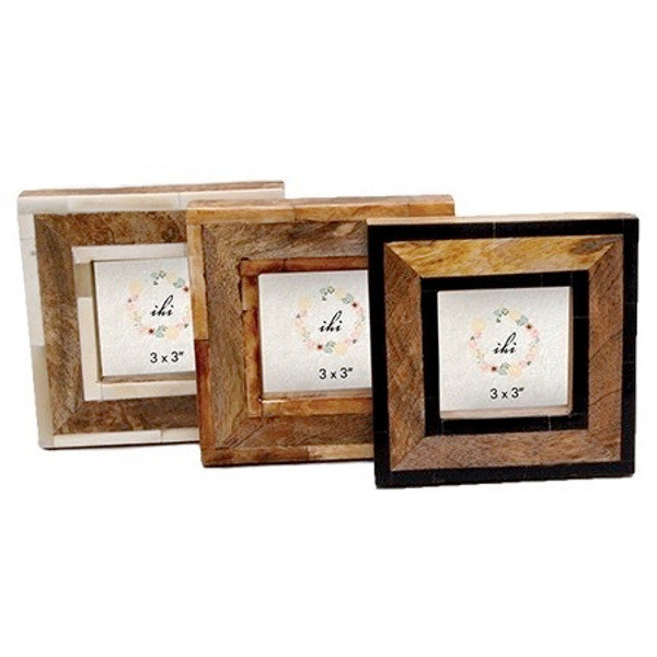 Wooden Bone P. Frames Assorted 3, Pack Of 6 15470 By India Handicrafts