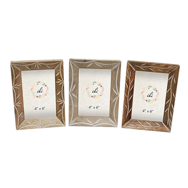 Wooden 4X6 Frame Assorted 3, Pack Of 6 15625 By India Handicrafts