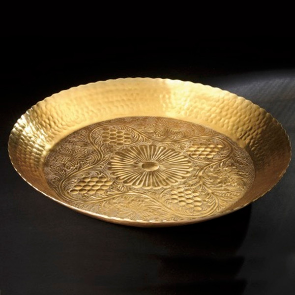 Gilded Floral Hammered Tray, Pack Of 3 16020 By India Handicrafts