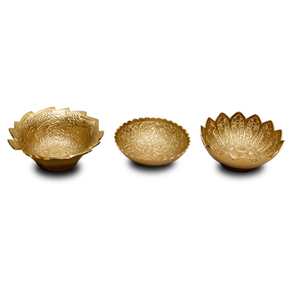 Gilded Flower Bowls Assorted 3, Pack Of 12 16066 By India Handicrafts