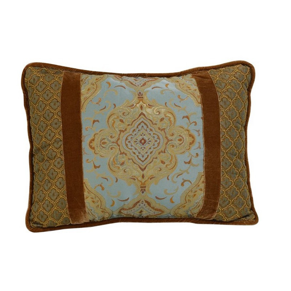 FB3805P4 Bianca Ii Medallion Design Pillow - Light Blue/Copper by HiEnd Accents