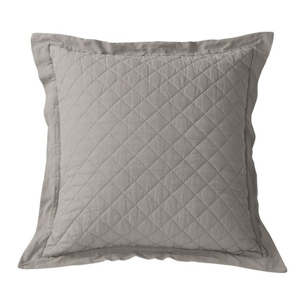 FB6100ES-OS-GY Diamond Pattern Linen Quilted Euro Sham - Grey by HiEnd Accents