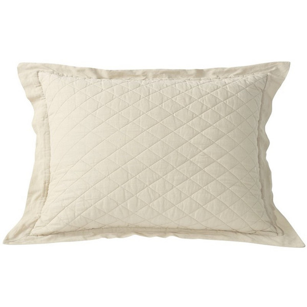 FB6100PS-KS-CR Diamond Pattern Linen Quilted King Sham - Cream by HiEnd Accents
