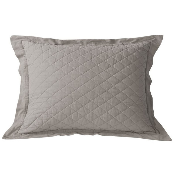 FB6100PS-SS-GY Diamond Pattern Linen Quilted Standard Sham - Grey by HiEnd Accents
